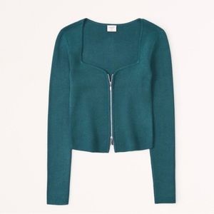 Abercrombie Green Zip Up Sweater